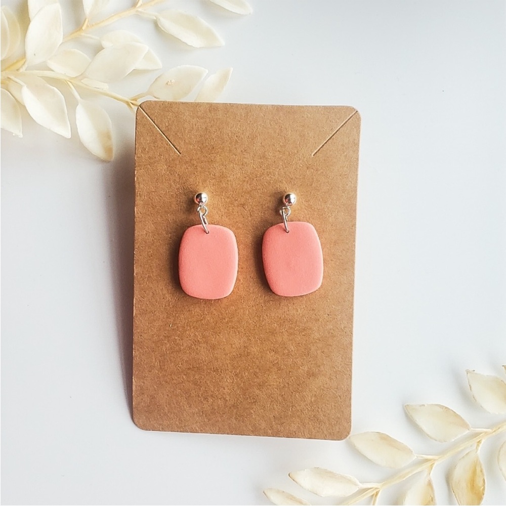 Handmade coral polymer clay earrings